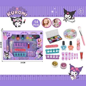 Набір косметики 765-5 C (144/2) тіні, лак, блискітки, бальзам, пензлик, аксесуари для манікюру, накладні нігті, в