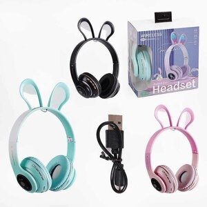 Навушники C 64085 (80) 3 види, bluetooth, світло, карта пам’яті, слот для AUX-кабелю, мікрофон, акум. 250 mA,, в