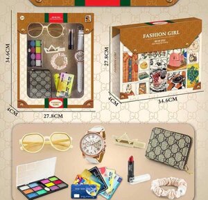 Набір прикрас K 4 (60) годинник, окуляри, резинка та шпилька для волосся, помада, гаманець, тіні для повік та імітація