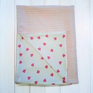 Гра Плед дитячий для немовлят "Серце" 99877 (1) в’язане полотно, МУСЛІН, розмір 100*80 см "Bimbo"