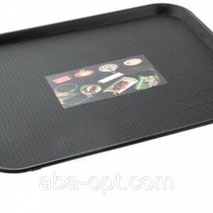 Таця «Антисліп» для офіціанта чорного кольору прямокутний 40 х 30 см (шт).Aba-Opt
