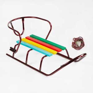 Гра Санки "ЛЮКС КЛАСИК"-БЕЗ РУЧКИ круглі полози (1) колір бордовий, спинка