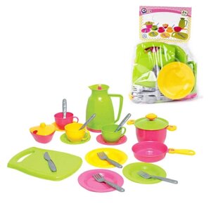 Гр Набір посуду №3 1783 (12) "Technok Toys" каструля, сковорідка, кришка, цукорниця, кавник, чайний сервіз, столові