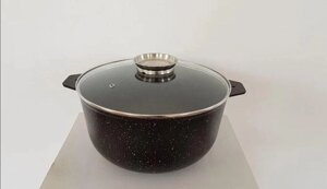 Козан з антипригарним покриттям граніт зі скляною кришкою V 8 л 30 см ( шт )