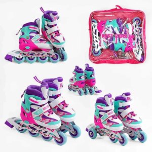 Ролики 25400-S Best Roller /розмір 30-33/ колір – ФІОЛЕТОВИЙ (6) колеса PU, ПЕРЕДНЄ КОЛЕСО СВІТЛО, переставні задні