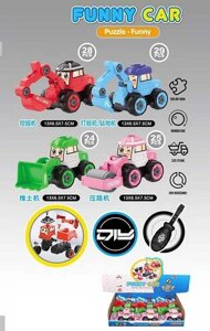 Набір машин LY 048 C (24) ЦІНА ЗА 12 ШТУК В БЛОЦІ, машинка-конструктор, викрутка