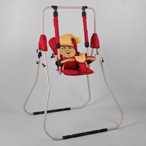 Гра Гойдалки підлогова "Алінка" 5362 (1) білий каркас, червона матерія, бежевий гномик