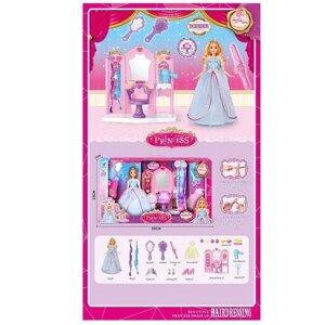 Лялька з аксесуарами 6201 (8) висота 26 см, шарнірні кінцівки, туалетний столик із дзеркалом, стільчик обертається на