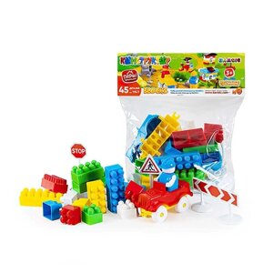 Гра Конструктор "BAMSIBLOCK №0" 115/7 (25) "BAMSIC", 45 деталей, машинка, дорожні знаки, в пакеті