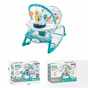 Шезлонг 69869 B (6) 4в1, мелодії, вібрація, дуга з підвісками, ноти, знімне піаніно, пискавки, на батарейках,