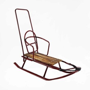 Гра Санки плоскі полози, з ручкою, колір бордовий Ц73466 (1) зйомна спинка