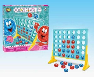 Гра 33887 (72/2) "Збери чотири", двостороння основа, 42 отвори, кришечки двох кольорів, наліпки, в коробці