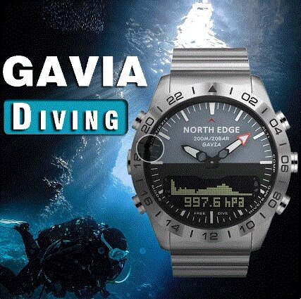 Годинник North Edge GAVIA 2 для дайвінгу до 200 м каучуковий ремінець