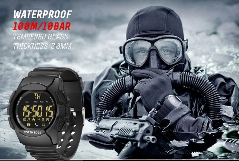 Чоловічий годинник NORTH EDGE АК в стилі мілітарі водостійкі 100 м від компанії Магазин Calipso dive shop - фото 1
