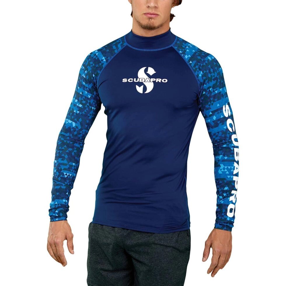Гідромайка, лайкровой футболка чоловіча SCUBAPRO Rash Guards з довгим рукавом для плавання M (груди 94-100 см) від компанії Магазин Calipso dive shop - фото 1