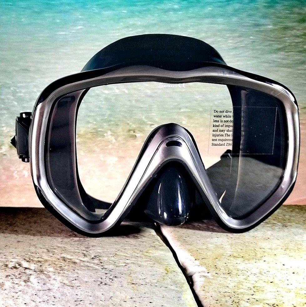 Маска BS Diver Supervizor для плавання та дайвінгу чорний силікон, моноскло з боксом від компанії Магазин Calipso dive shop - фото 1