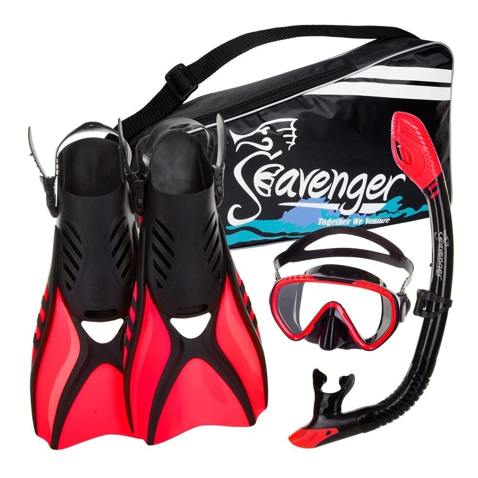 Набор для плавания: ласты , маска Red/Black + трубка сухая + чехол M (40-44) від компанії Магазин Calipso dive shop - фото 1