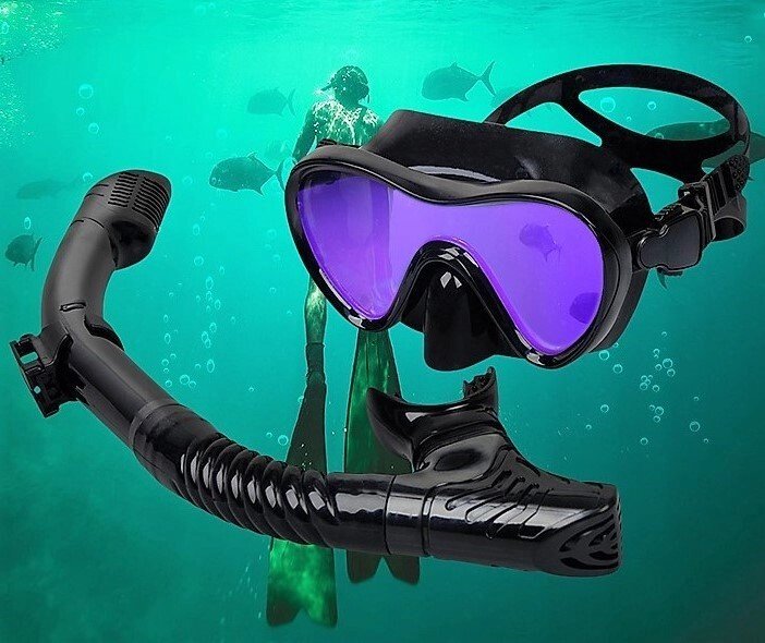 Набір для плавання з тонованого маскою з чорного силікону і сухий трубкою від компанії Магазин Calipso dive shop - фото 1