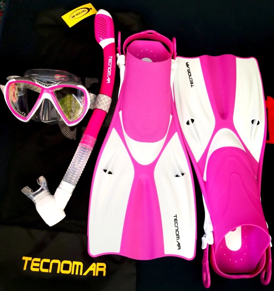 Набор для плавания Tecnomar: маска + трубка сухая + ласты регулируемые р. 37 - 41 від компанії Магазин Calipso dive shop - фото 1