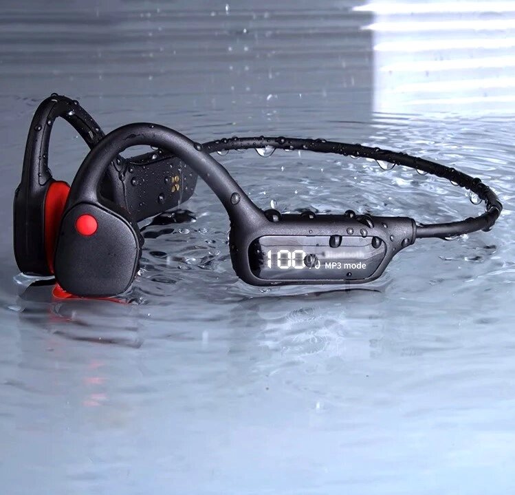 Навушники з кістковою провідністю Bluetooth цифровий дисплей, глибина плавання 30 м з картою пам'яті MP3 від компанії Магазин Calipso dive shop - фото 1