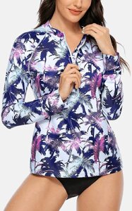 Жіноча пляжна сорочка-рашгард з довгими рукавами для плавання, UPF 50+