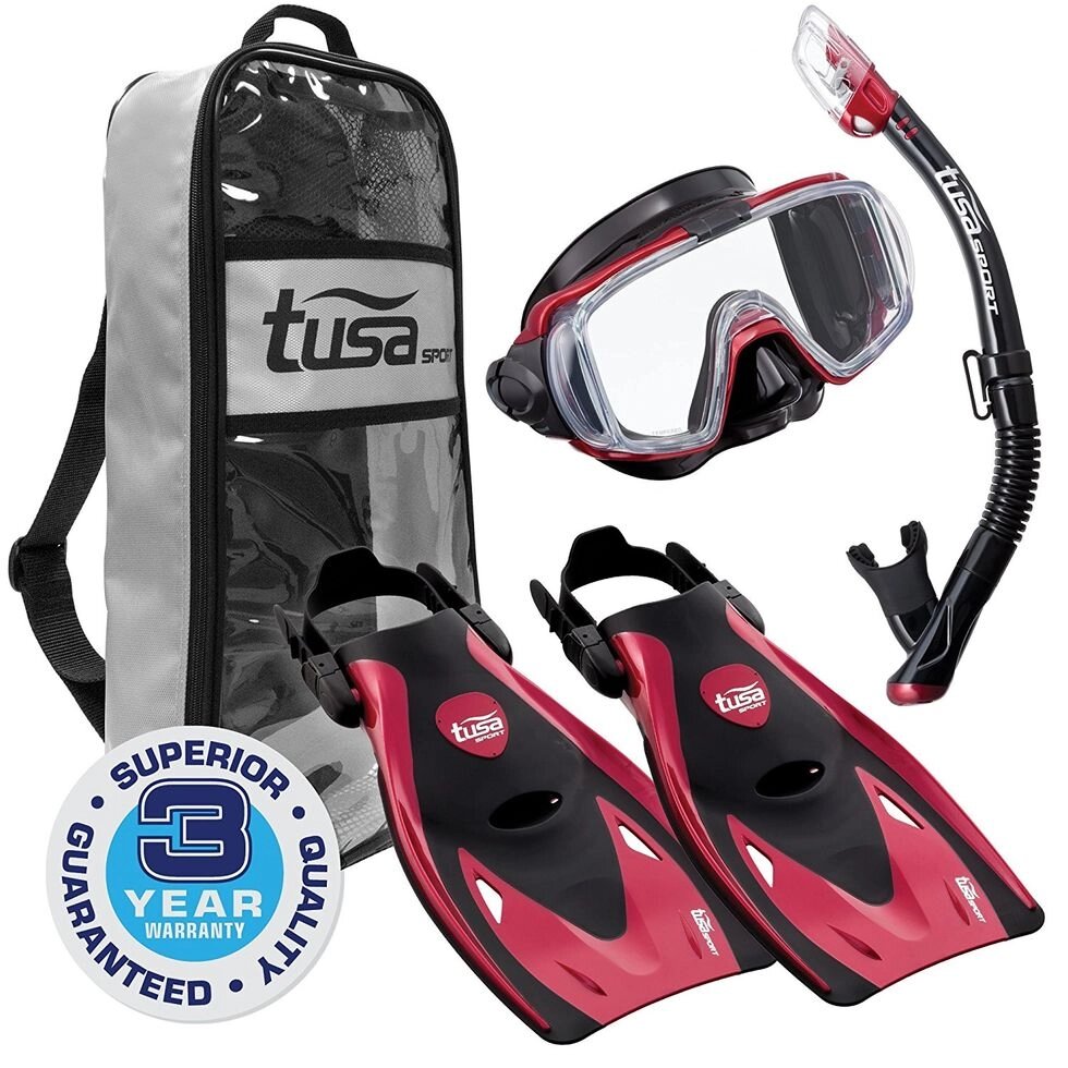 Набір для плавання Tusa (Японія)маска Visio Tri-Ex, трубка Hyperdry Elite, ласти Travel - роздріб