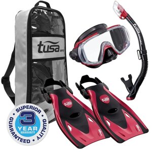 Набір для плавання Tusa (Японія): маска Visio Tri-Ex, трубка Hyperdry Elite, ласти Travel