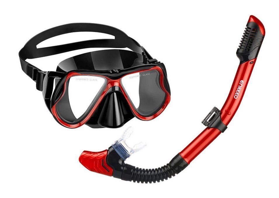 Набір для плавання: маска червоний металік + трубка суха - акції