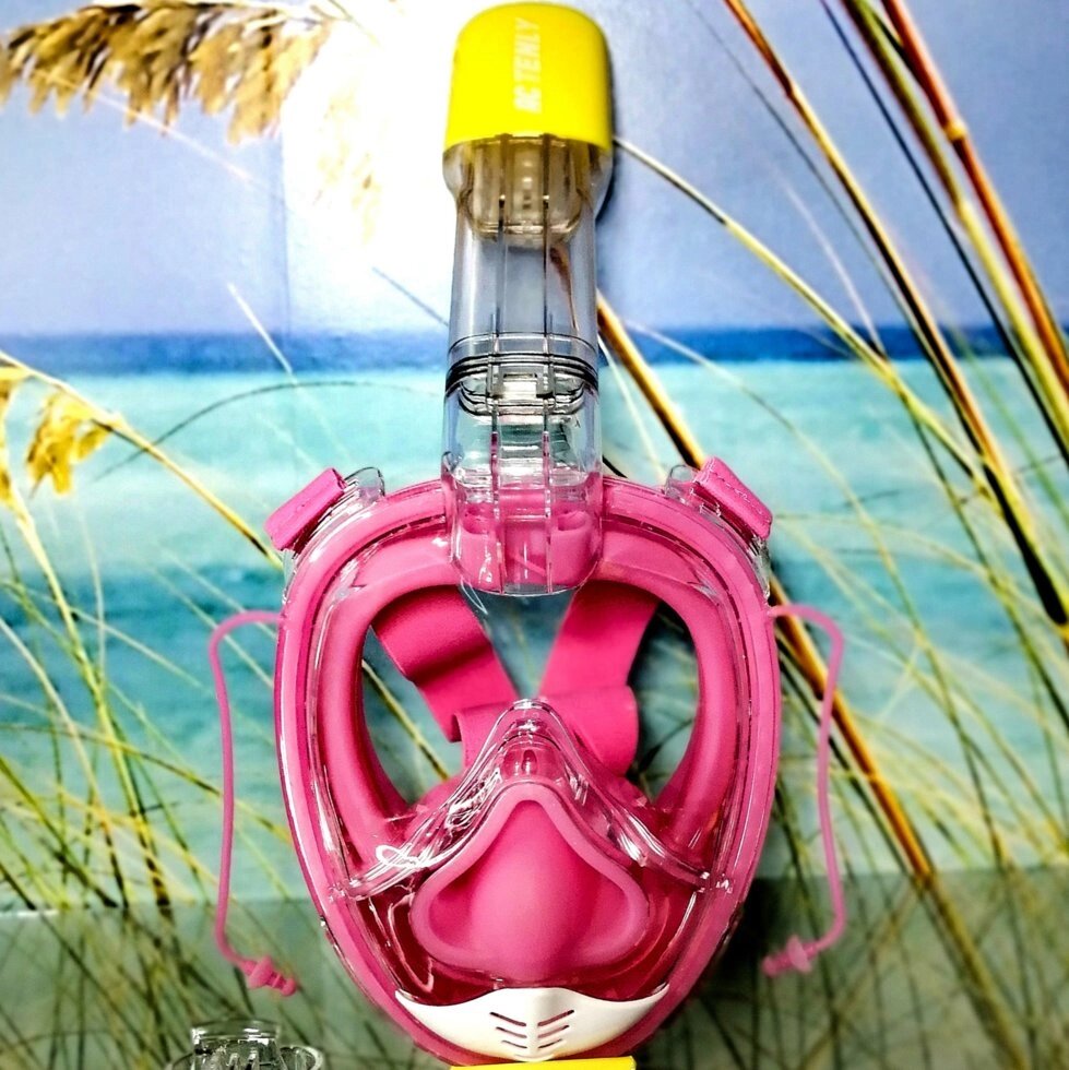 Повнолицев модернізована маска 2019 роки для пірнання з м'яким носом. рожева прозора від компанії Магазин Calipso dive shop - фото 1