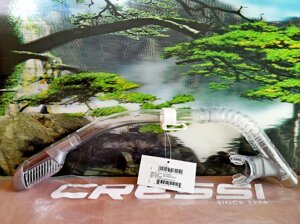 Трубка детская для плавания "сухая" с двумя клапанами Cressi Sub Dry Junior, Minidry прозрачно - серебрянная