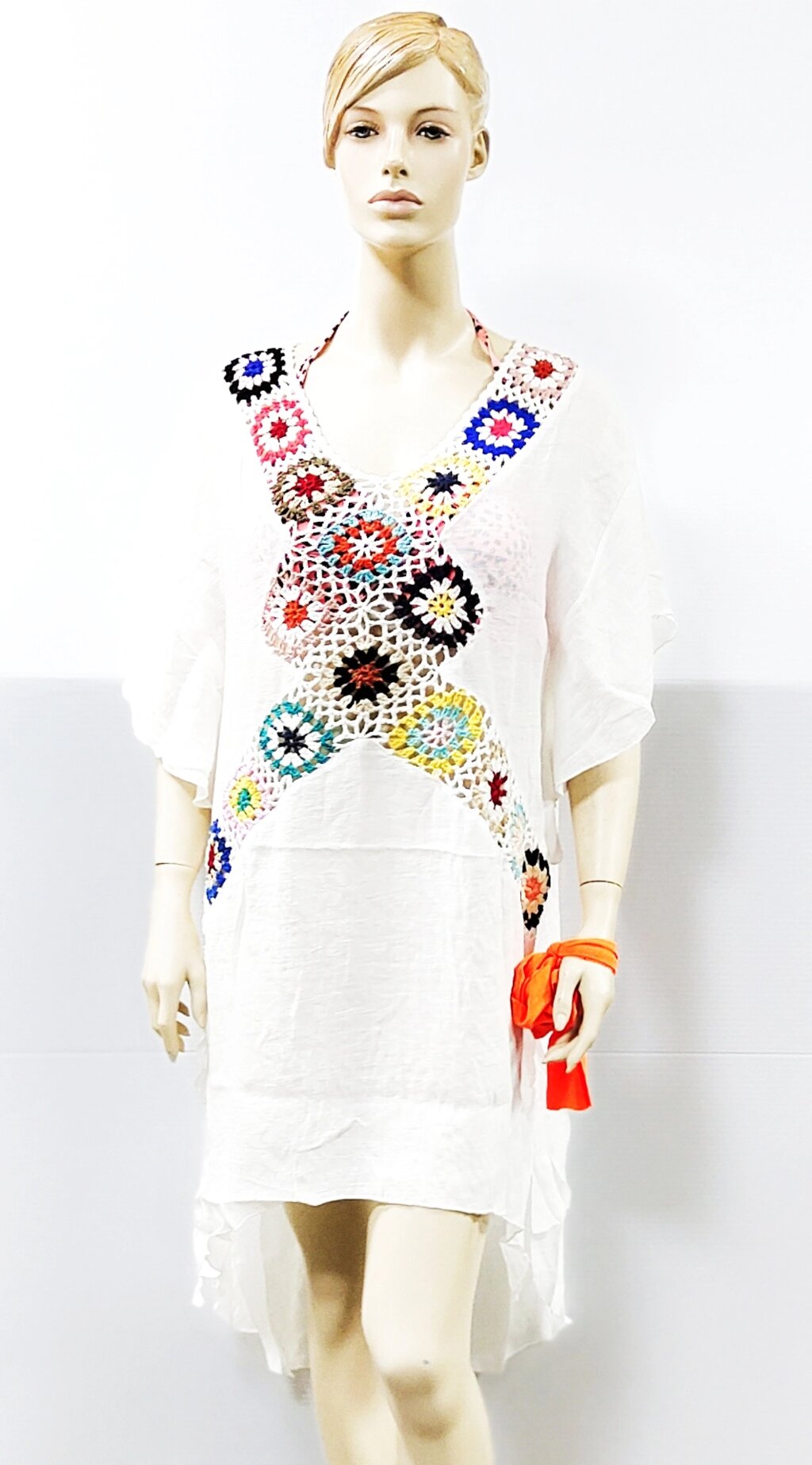 Туніка пляжна, мереживне квіткове плаття з v-подібним вирізом, ажурна накидка. від компанії Магазин Calipso dive shop - фото 1