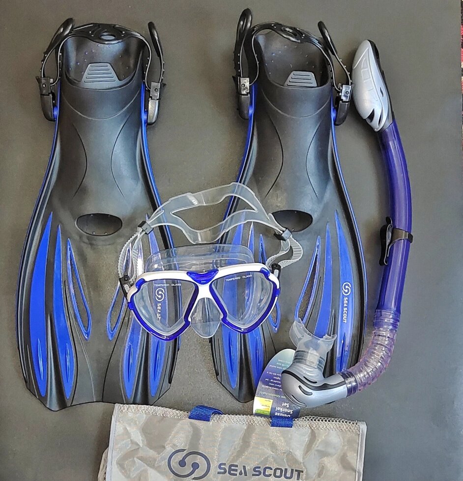 Набір для плавання: ласти, маска + трубка суха + чохол. Розмір М (39-43) від компанії Магазин Calipso dive shop - фото 1