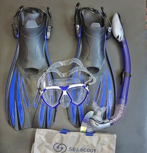 Набір для плавання: ласти, маска + трубка суха + чохол. Розмір М (39-43)