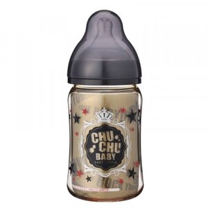 Пляшечка пластикова для годування з силіконовою соскою та широким горлечком Chu Chu Baby 160 мл