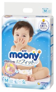 Японські підгузники Moony (Муні) М (6-11 kg) 64шт 4 упаковки