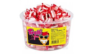 Желейні цукерки Trolli "Дракула"зуби) в контейнері 150 шт: Яскравий смак у кожному шматочку