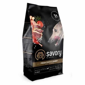 Savory Fresh Duck & Rabbit Adult All Breeds Сухий корм для дорослих собак всіх порід з качки та кролика 3кг