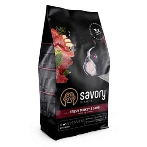 Savory Fresh Turkey & Lamb Adult Small Breeds Сухий корм з свіжого м'яса індички для маленьких порід собак 3кг