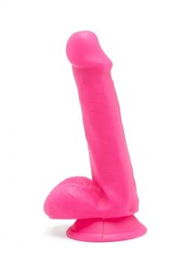 Фалоїмітатор із присоскою та мошоком Toy Joy Get Real Happy Dicks Dildo 6 In w. Balls, 15*3,5 см (рожевий)