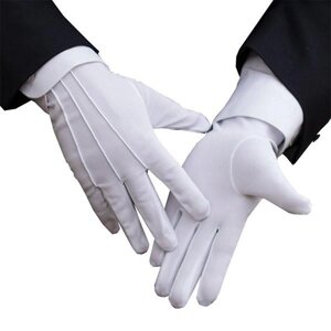 Рукавички білі для офіціантів, нейлонові розмір M (жіночи руки)