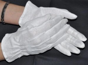 Рукавички для офіціантів білі бавовняні, розмір "S" жіноча рука, Польські Reis
