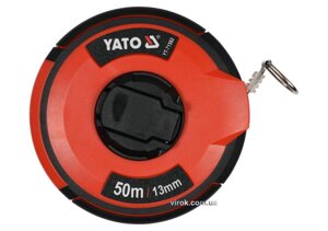 Рулетка вимірювальна сталева YATO : L= 50 м, b= 13 мм, ручне змотування, закритий корпус [5/20]