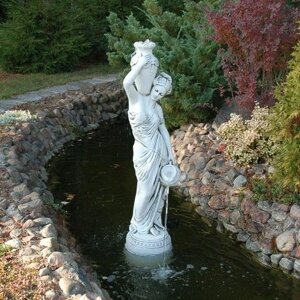 Скульптура садовая «Девушка с кувшинами» Гранит серый