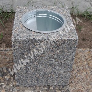 Урн для сміття "Куб" вуличний бетон граніт сірий-червоний