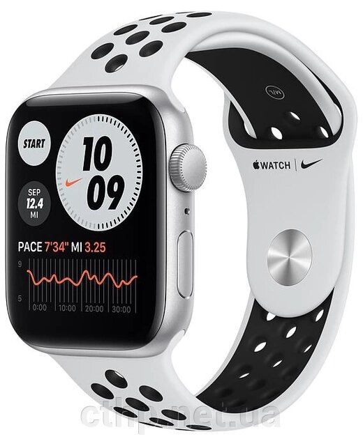 Apple Watch Nike SE GPS 44mm Silver Alum Case w. Pure Plat./Black Nike S. Band (MKQ73) від компанії Cthp - фото 1