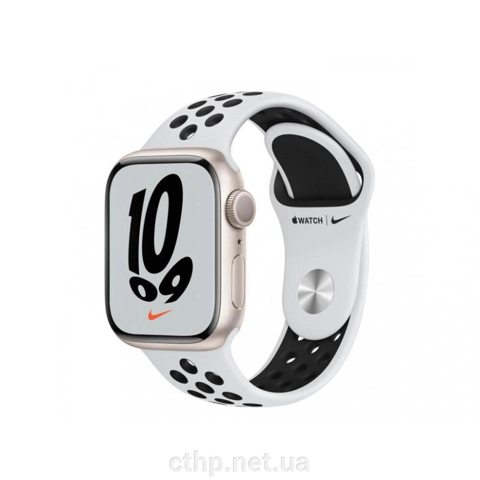 Apple Watch Nike Series 7 GPS 45mm Starlight Aluminum Case w. Pure Platinum/Black Nike Sport Band (MKNA3) від компанії Cthp - фото 1