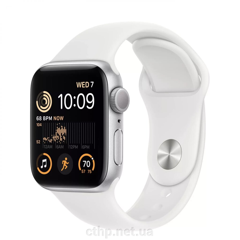 Apple Watch SE 2 GPS 40mm Silver Aluminum Case with White Sport Band - S/M (MNT93) від компанії Cthp - фото 1