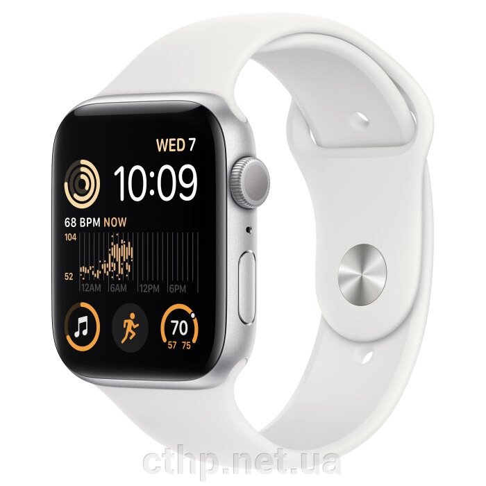 Apple Watch SE 2 GPS 44mm Silver Aluminum Case with White Sport Band (MNK23) від компанії Cthp - фото 1