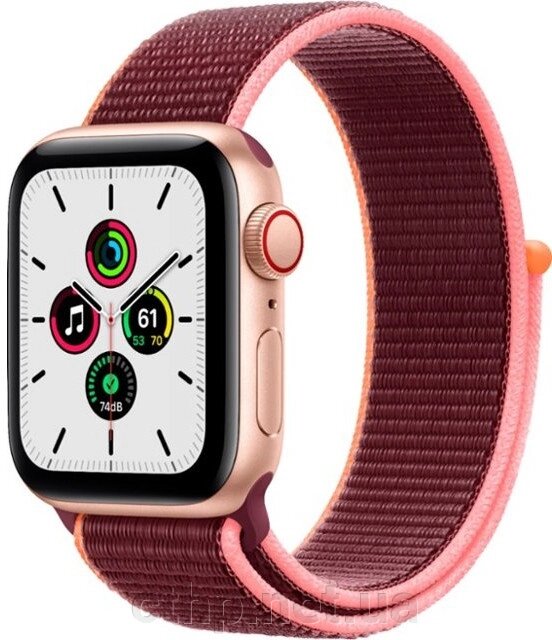 Apple Watch SE GPS + Cellular 44mm Gold Aluminum Case with Plum Sport Loop (MYEQ2/MYA92) від компанії Cthp - фото 1