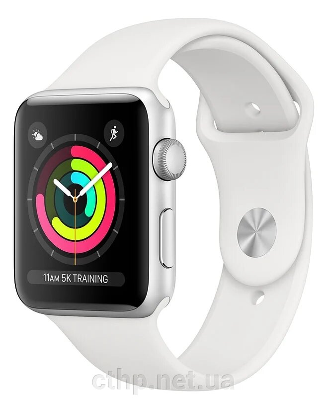 Apple Watch Series 3 38mm Silver Aluminum Case with White Sport Band (MTEY2FS/A) від компанії Cthp - фото 1